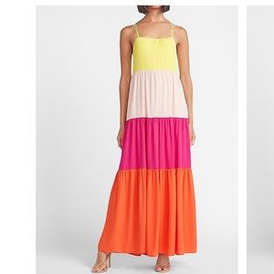 NWT! Express Color Block Maxi Dress, petite XL